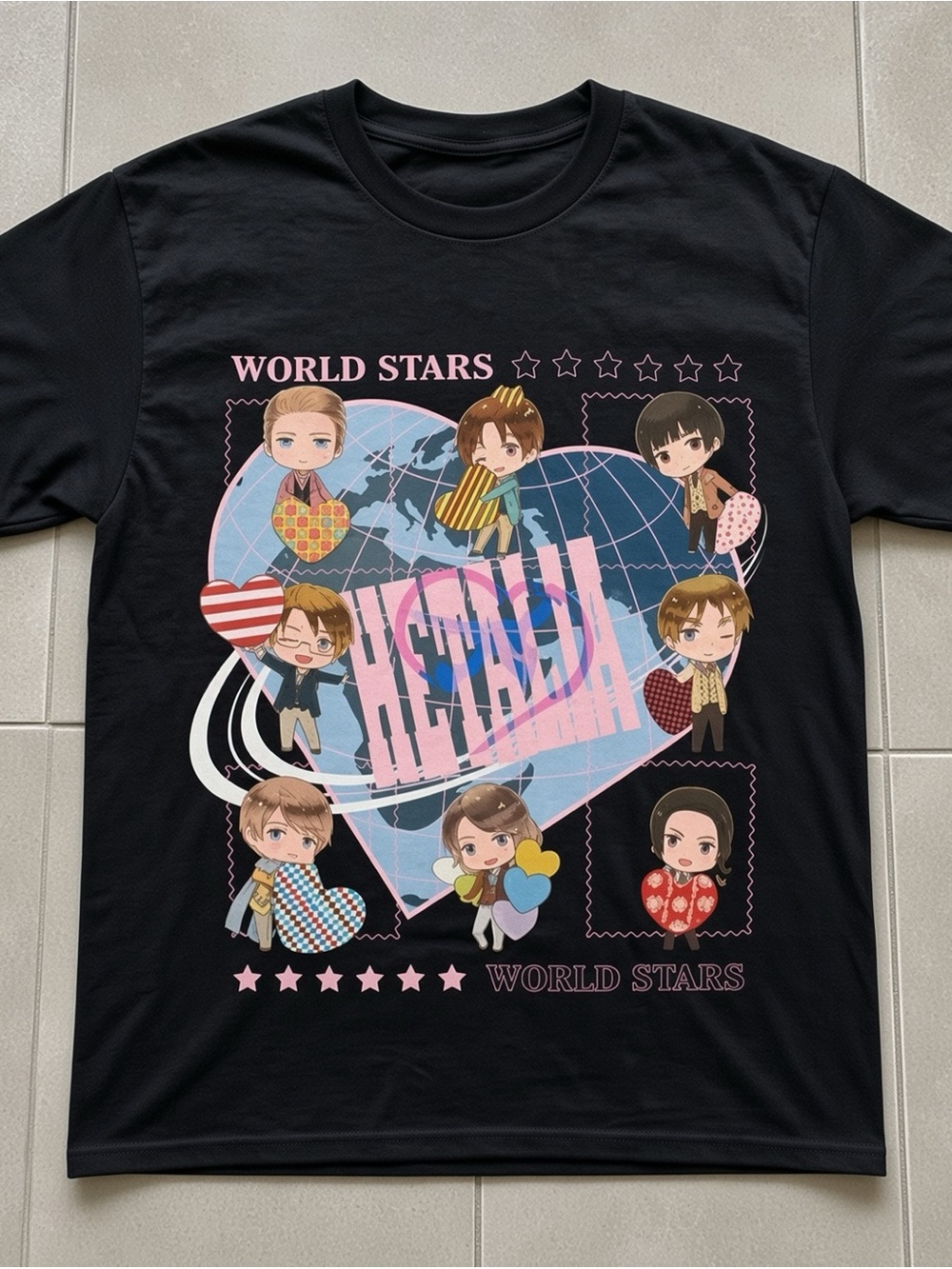 Hetalia World Stars Chibi Character T-shirt